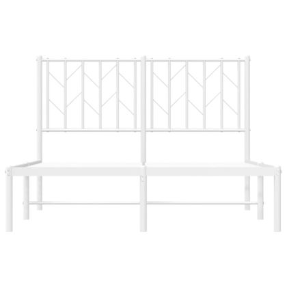 Метална рамка за легло с горна табла, бяла, 120x200 см
