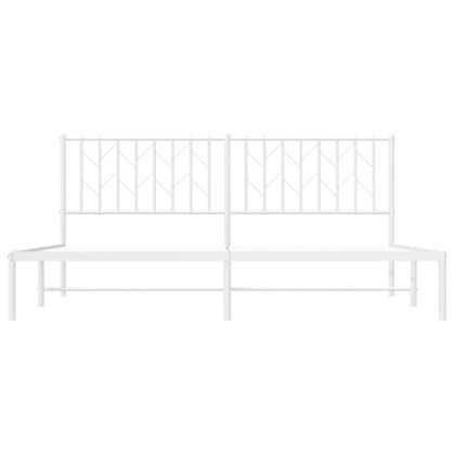 Метална рамка за легло с горна табла, бяла, 180x200 см