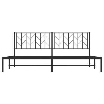 Метална рамка за легло с горна табла, черна, 193x203 см