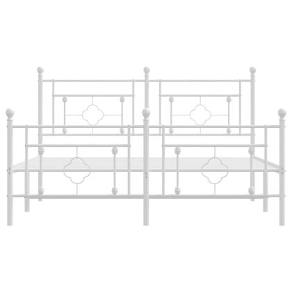 Метална рамка за легло с горна и долна табла, бяла, 150x200 см