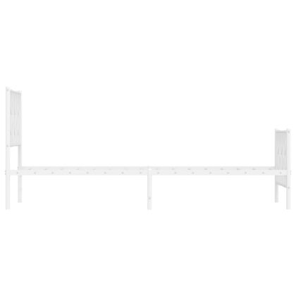 Метална рамка за легло с горна и долна табла, бяла, 80x200 см