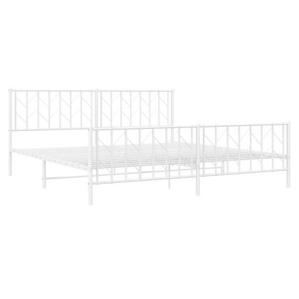 Метална рамка за легло с горна и долна табла, бяла, 193x203 см