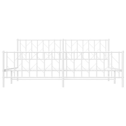 Метална рамка за легло с горна и долна табла, бяла, 193x203 см