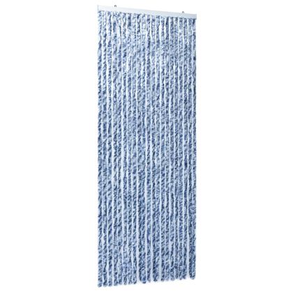 Завеса против насекоми синьо бяло и сребристо 90x220 см шенил