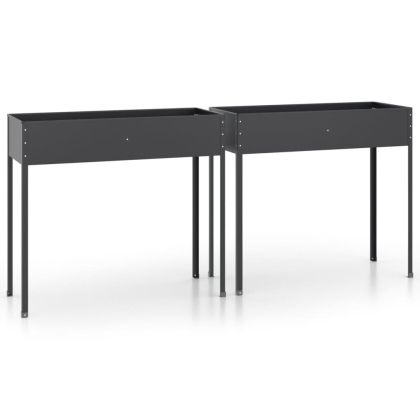 Градински кашпи, 2 бр, антрацит, поцинкована стомана