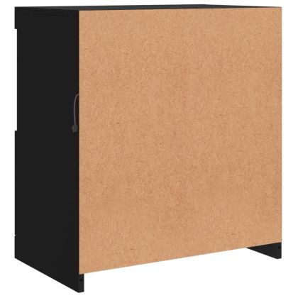 Сайдборд с LED светлини, черен, 60,5x37x67 см