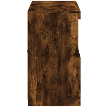 Сайдборд с LED светлини, oпушен дъб, 81x37x67 см