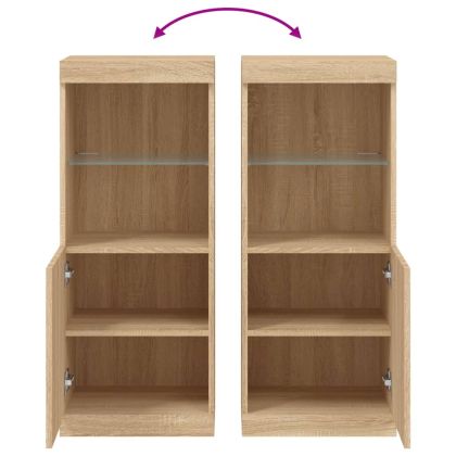 Сайдборд с LED светлини, сонома дъб, 41x37x100 см