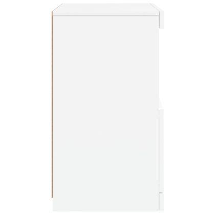 Сайдборд с LED светлини, бял, 41x37x67 см