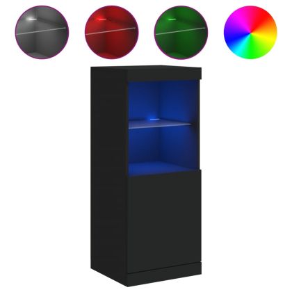 Сайдборд с LED светлини, черен, 41x37x100 см