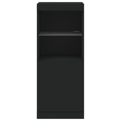 Сайдборд с LED светлини, черен, 41x37x100 см