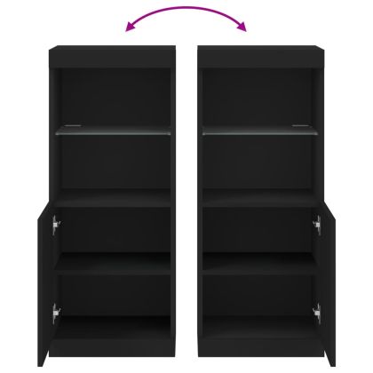 Сайдборд с LED светлини, черен, 41x37x100 см