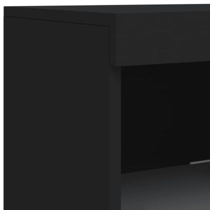 Сайдборд с LED светлини, черен, 41x37x100 см