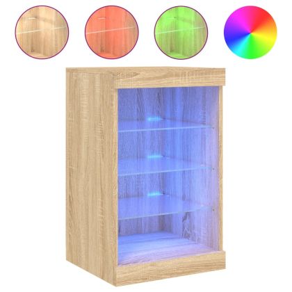 Сайдборд с LED светлини, сонома дъб, 41x37x67 см