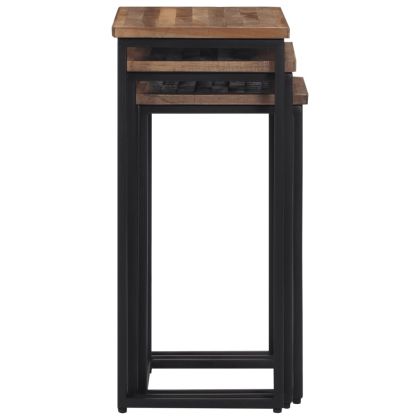 Стифиращи масички за кафе, 3 бр, тиково дърво масив