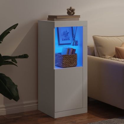 Сайдборд с LED светлини, бял, 41x37x100 см
