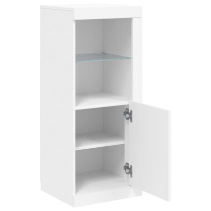 Сайдборд с LED светлини, бял, 41x37x100 см