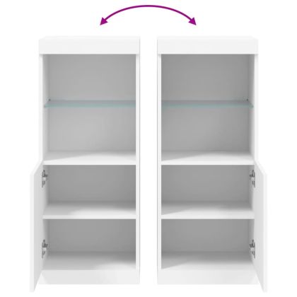 Сайдборд с LED светлини, бял, 41x37x100 см