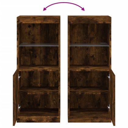 Сайдборд с LED светлини, oпушен дъб, 41x37x100 см