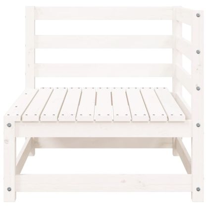 Градински диван с табуретка, 2-местен, бял, бор масив