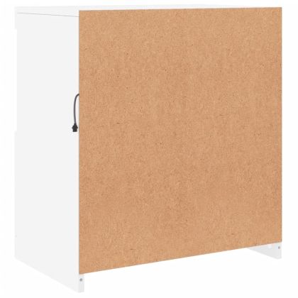 Сайдборд с LED светлини, бял, 60,5x37x67 см