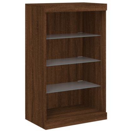 Сайдборд с LED светлини, кафяв дъб, 60,5x37x100 см