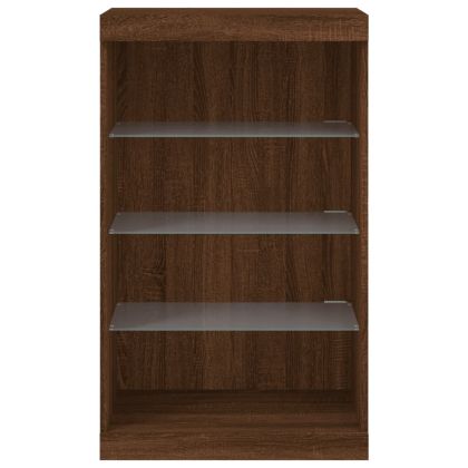 Сайдборд с LED светлини, кафяв дъб, 60,5x37x100 см