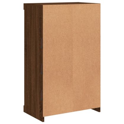 Сайдборд с LED светлини, кафяв дъб, 60,5x37x100 см