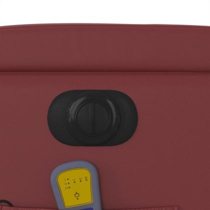 Електрически изправящ масажен реклайнер, виненочервен, еко кожа