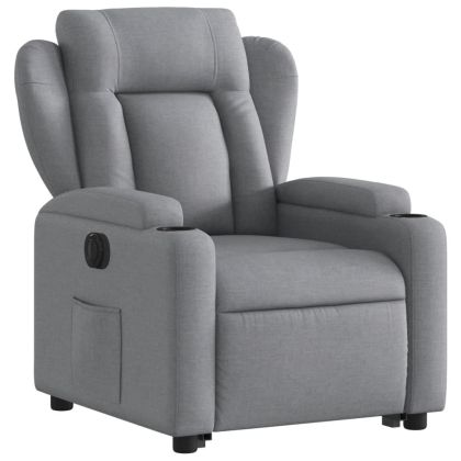 Електрически изправящ реклайнер стол, светлосив, текстил