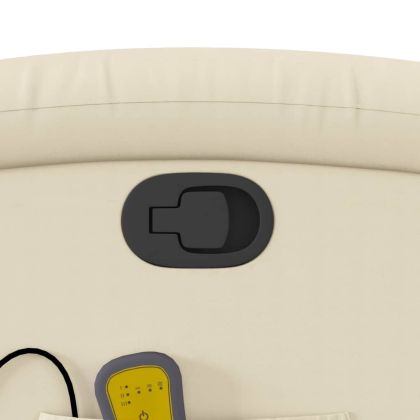 Изправящ масажен реклайнер стол, кремав, изкуствена кожа