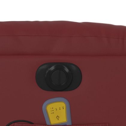 Електрически изправящ масажен реклайнер, виненочервен, еко кожа