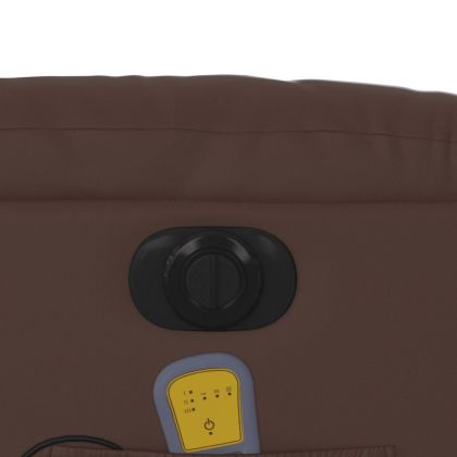 Електрически изправящ масажен реклайнер стол, кафяв, еко кожа