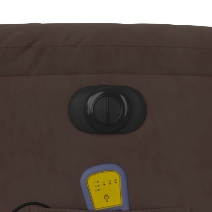 Електрически изправящ масажен реклайнер, кафяв, микрофибър