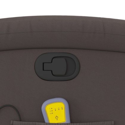 Изправящ масажен реклайнер стол, тъмнокафяв, естествена кожа