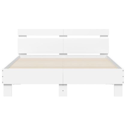 Рамка за легло с табла, бяла, 120x200 см, инженерно дърво