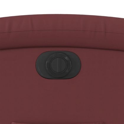 Електрически изправящ реклайнер стол, виненочервен, еко кожа