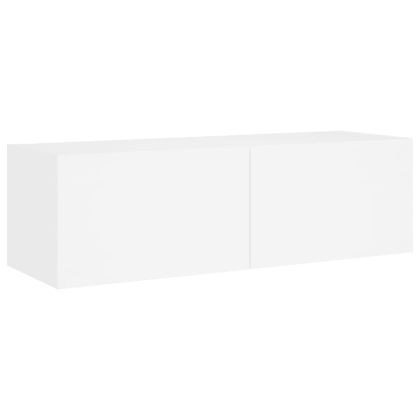 ТВ стенни шкафове, 3 части, с LED светлини, бели