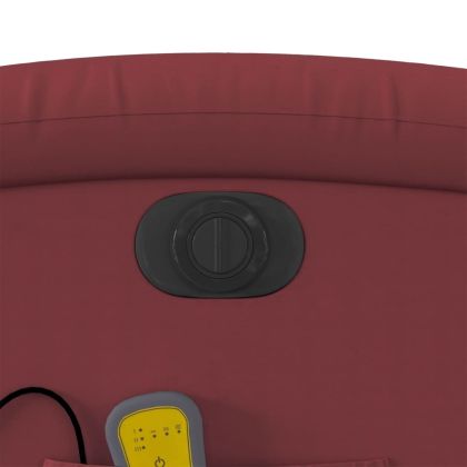 Електрически изправящ масажен реклайнер, виненочервен, еко кожа