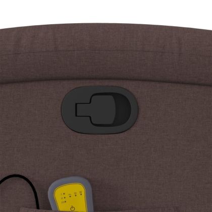Изправящ масажен реклайнер стол, тъмнокафяв, текстил