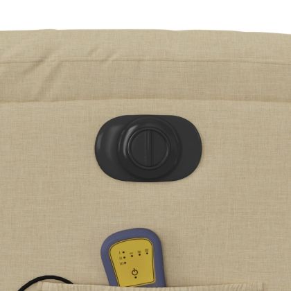 Електрически изправящ масажен реклайнер стол кремав текстил