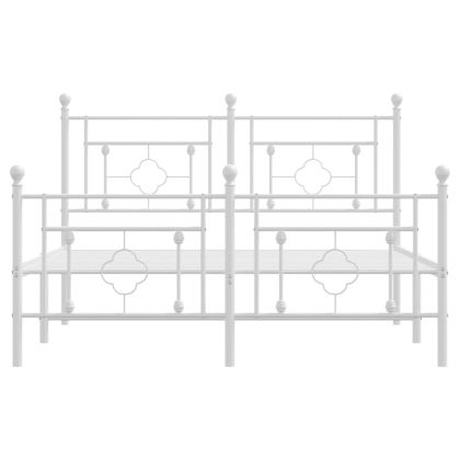 Метална рамка за легло с горна и долна табла, бяла, 140x190 см