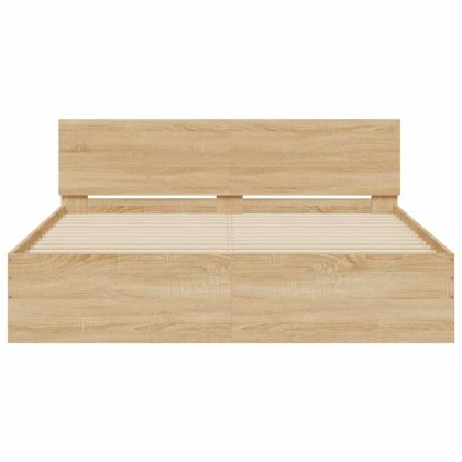 Рамка за легло с табла, дъб сонома, 150x200 см