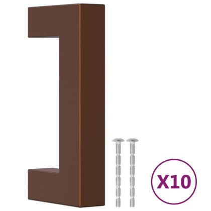 Дръжки за шкафове, 10 бр, бронз, 64 мм, неръждаема стомана