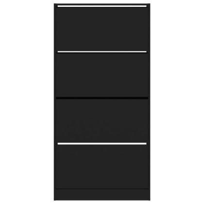 Шкаф за обувки с 4 флип чекмеджета черен 80x21x163,5 см