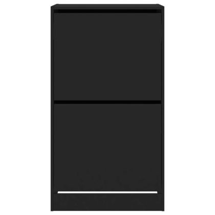 Шкаф за обувки с 2 флип чекмеджета черен 60x42x108 см