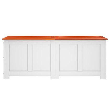 Сандък за съхранение с капак, кафяво и бяло, акациев масив