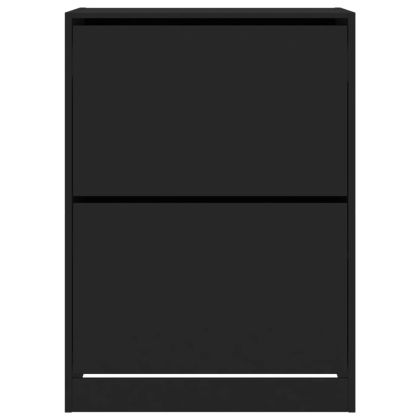 Шкаф за обувки с 2 флип чекмеджета черен 80x42x108 см