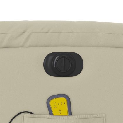 Електрически масажен реклайнер стол, кремав, изкуствена кожа