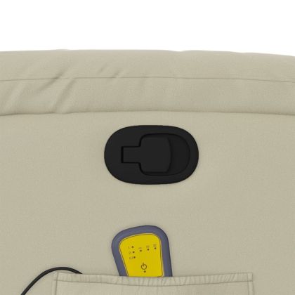 Изправящ масажен реклайнер стол, кремав, изкуствена кожа